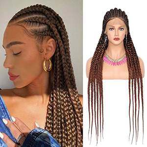 Pelo Afro Loc rizado resistente al calor, peluca trenzada de pelo humano profundo de fibra alta - Product Image 4