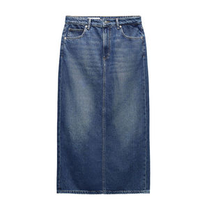 Falda Vaquera de Mezclilla con Cierre y Botones, Estilo Nuevo, Cintura Media, Línea A, para Mujer, con Cierre Trasero, Abertura Lateral, Casual, Ajustada - Product Image 6