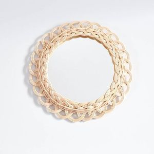 Espejo de pared de ratán hecho a mano con artesanía natural adecuado para regalar bodas, inauguración de casas y ocasiones festivas - Product Image 2