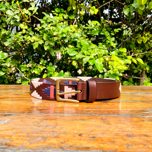 Mencia เข็มขัดโปโลลำลองสำหรับผู้ชาย, หนังแท้100% กับทองเหลืองแข็งสำหรับหัวเข็มขัดด้ายรีไซเคิล - Product Image 3