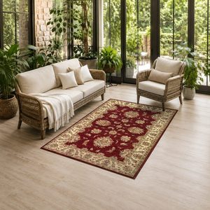 Tapis de salon chenille antidérapant imprimé numériquement, style moderne et vintage, rouge bordeaux, lavable en machine, vente en gros RUGS DEPOT LXDP-0881 - Product Image 6