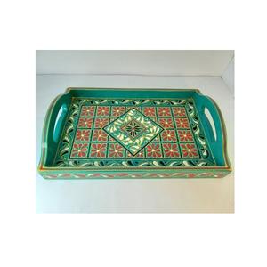 Plateau Meena exquis, artisanal, décoratif indien, en bois d'acacia écologique, luxueux, coloré, parfait pour servir à la maison - Product Image 1