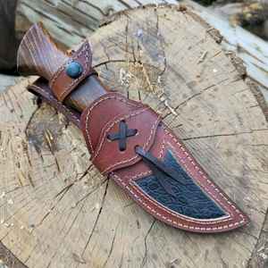 Handmade Damascus <b>Steel</b> Hunting Knife Wood Handle for Outdoor Survival Camping Fishing Hunting Knives Damascus <b>Steel</b> Blade - Product Image 6