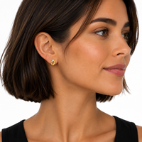 JJBRAVO Pendientes Geométricos de Oro Sólido de 14k con Circonitas Cúbicas Engastadas, Joyería Fina Elegante y Romántica para Mujer, Regalo para Bodas y Fiestas, OEM
