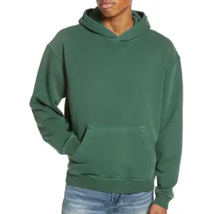 Sweats à capuche simples côtelés vintage en coton à logo personnalisé 2024 Sweats à capuche à manches longues pour hommes personnalisés OEM ODM