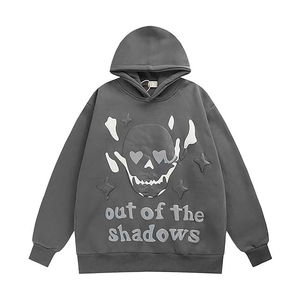 Sudadera con Capucha para Hombre, Estilo Urbano, Invierno, Lavado Ácido, Logotipo Personalizado, Talla Grande, Tejido Grueso, Pedrería, Corte Cuadrado, Felpa Francesa - Product Image 1