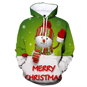 Fashion <b>Christmas</b> Zipper <b>Fleece</b> Hoodie for Men and Boys Long Sleeved Snowman Claus Street Casual Sports Quick Dry Breathable - Product Image 3