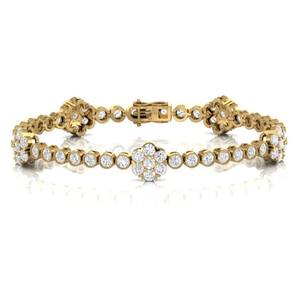 14KT ของผู้หญิงที่มีเสน่ห์กำไลทองสีเหลือง VVS ชัดเจนเครื่องประดับเพชรแฟนซีเจียระไนอย่างยอดเยี่ยมสำหรับงานปาร์ตี้สไตล์คลาสสิก - Product Image 3