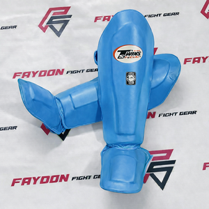 Protège-tibias de boxe bleus de haute qualité, sur mesure, pour l'entraînement de boxe, Muay Thai, Kickboxing, MMA, Gym, Fitness - Product Image 1