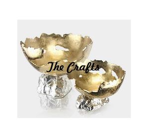 Set Of Two Different Size Serving <b>Chocolate</b> Bowl In Metal <b>White</b> And Gold Color Dessert Bowl With Wooden Base - Product Image 6