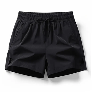 Shorts décontractés pour hommes en coton écologique, couleur unie, avec cordon de serrage, poches, légers, confortables, taille mi-haute, pour la plage, l'été et le sport - Product Image 4