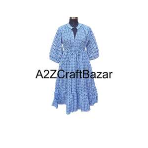 ชุดเดรสผ้าฝ้ายลายดอกไม้สไตล์โบฮีเมียนสำหรับผู้หญิง คอวี ทรงหลวม ระบายอากาศได้ดี เหมาะสำหรับใส่ลำลองในชีวิตประจำวันช่วงฤดูร้อน - Product Image 2