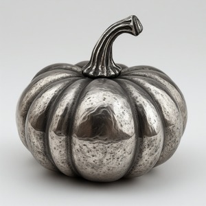 Escultura de calabaza de aluminio hueca, hecha artesanalmente con detalles intrincados, diseñada para mesa y manto Premium de Halloween - Product Image 2