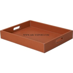 Plateau de table ovale en bois et aluminium Plateaux de service pour aliments et sucreries Qualité supérieure Grande taille Maison et hôtels Plateaux alimentaires - Product Image 6