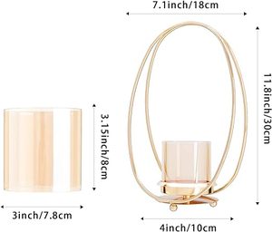 Bougeoir en métal doré avec support - Product Image 1