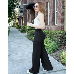 กางเกงเลกกิ้งขาบานเอวสูงสำหรับผู้หญิงกางเกงโยคะขากว้างสำหรับใส่ไปยิมวิ่งและชุดลำลอง - Product Image 4