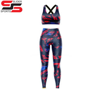 Wholesale Women's 2 Piece Workout Set - High Waist <b>Leggings</b> and <b>Crop</b> Top Yoga Set - Product Image 3