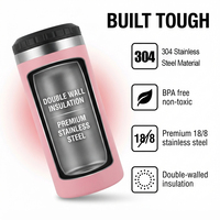 Vente en gros de refroidisseurs de canettes minces en acier inoxydable de 12 oz avec couvercle en silicone flexible, base antidérapante, double paroi, isolant pour bière