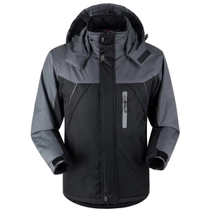 Veste d'hiver pour homme en cuir PU, parka de travail d'extérieur, décontractée, épaisse, chaude, pour la randonnée, le camping, le ski, coupe-vent, avec logo frontal - Product Image 5