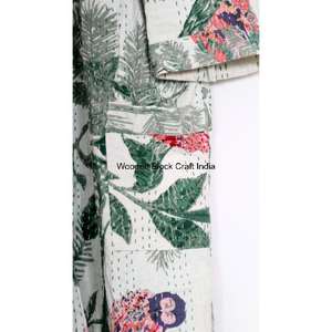 Manufacturer Indian Cotton Kantha Quilted Short <b>Kimono</b> Women Wear <b>Vintage</b> Coat Festival Fashion Hand Made Cotton Robe - Product Image 3