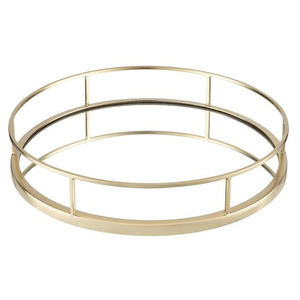 Plateau décoratif en verre, miroir doré plateau de service circulaire en métal pour la présentation de bijoux de vacances de mariage - Product Image 1