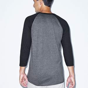 Camiseta de Béisbol de Manga 3/4 para Hombre, Corte Regular, Ligera, Ultrasuave, 100% Algodón, 180 Gramos, Color Gris Carbón Jaspeado - Product Image 3