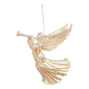 Christmas New Year Decoration <b>Matt</b> Gold <b>White</b> Silver <b>Paint</b> Champagne Gold Glitter Acrylic 3D Fly Angel Playing Horn Ornament - Product Image 4