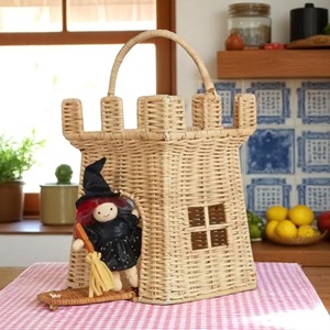 Panier en rotin en forme de château pour enfants, paniers de rangement faits à la main, rotin naturel, moderne, multifonction, fabriqué au Vietnam - Product Image 3