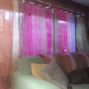 <b>Curtains</b> Indian Saree Handmade Patchwork <b>Curtains</b> for Bohemian <b>Window</b> Decor Hippie Bedroom Bed Vintage <b>Curtains</b> - Product Image 2