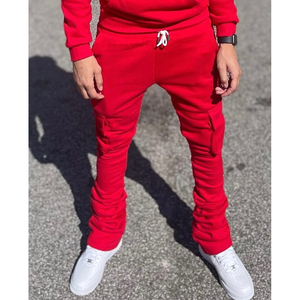 ชุดวอร์มผู้ชายแบบมีฮู้ดผ้าฝ้าย 100% หนานุ่มสำหรับฤดูหนาว ดีไซน์เรียบง่าย พร้อมกางเกงทรงขาบานแบบซ้อน  ปักลายโฟม 3 มิติ - Product Image 6