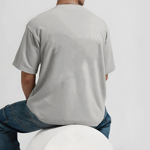 T-shirt pour homme en coton et fibre de bambou de haute qualité, couleur unie, surdimensionné, lourd, vintage, taille plus, respirant, uni - Product Image 5