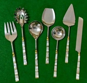 Juego de cubiertos con mango de fregona de nuevo diseño ecológico, vajilla plateada de acero inoxidable de estilo occidental elegante para regalos - Product Image 1