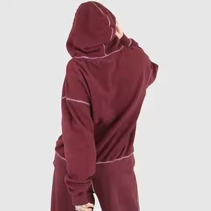 Sweat à capuche surdimensionné en coton 400gsm de haute qualité pour femmes, décontracté, coupe ample, coutures contrastées, placement sur le devant, hiver - Product Image 6