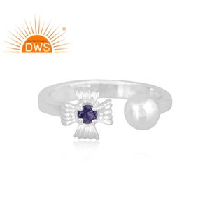 Hot Selling Fine Sterling Silver Natural Iolite Gemstone <b>Adjustable</b> <b>Ring</b> Custom Jewelry For Women Gift For Her - Product Image 3