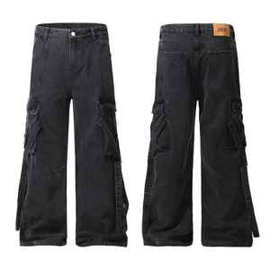 Pantalones vaqueros personalizados de algodón para hombre 100% pantalones vaqueros con costuras duraderas de ajuste clásico para uso diario y ropa de calle - Product Image 1