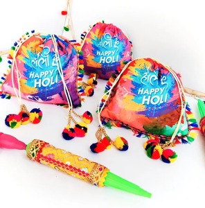 Bolsas coloridas de Holi Potli, regalo de fiesta de Festival de Diwali, bodas, Mehendi Haldi, bolsa con cordón, bolsas de joyería, regalos de dama de honor - Product Image 1