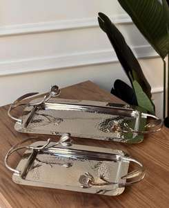 High Quality Modern Metal Wedding Cookie <b>Stand</b> <b>Cake</b> <b>Dome</b> Bowls Trays with Floral Pattern Stainless Steel Tier <b>Stand</b> - Product Image 2