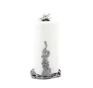 Porte-serviettes en papier argenté avec base ronde et bouton Support de rouleau de comptoir élégant - Product Image 1