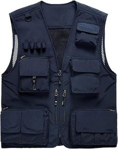 Chaleco de Trabajo para Hombre, Estilo Safari, para Pesca, Viajes, con Múltiples Bolsillos, Cuello en V, Cremallera, de Lona y Algodón, para Adultos, Estilo Pakistaní - Product Image 3