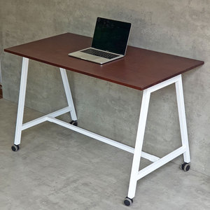 Escritorio Móvil de Diseño Moderno FOS 120x60cm, Escritorio Plegable de Madera con Patas de Hierro Ajustables y Almacenamiento FOS011 - Product Image 4