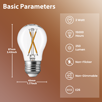 Ampoule LED A15 en gros, 2W, 250LM, CRI90, 120V, verre transparent, lampes à filament LED, E12 E26, utilisation pour la maison, l'hôtel, convient aux luminaires