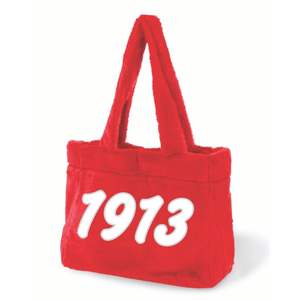 Delta Greek sorority DST กระเป๋าขนสัตว์สีแดงปักด้วยตัวอักษรสีขาว1913ผ้ากำมะหยี่นุ่มทันสมัยของขวัญในชมรม - Product Image 2
