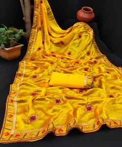 Auto Designer Party Wear et mariage broderie travail Saree prix le plus bas marché Surat Gujarat vêtement ethnique - Product Image 3