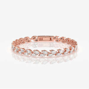 Pulsera Clásica con Diamantes Cultivados en Laboratorio con Corte Marquesa, Oro de 14k, Pulseras y Brazaletes de Diamantes Elegantes y Lujosos - Product Image 4
