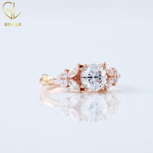 แหวนหมั้นเพชร14k ประดับ1CT ทรงกลมสำหรับผู้หญิงแหวนหมั้นโรสโกลด์สำหรับเจ้าสาวดีไซน์ทันสมัย - Product Image 2