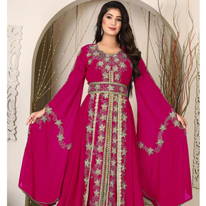 Kaftan islámico marroquí moderno para mujer Vestido de playa largo hasta el suelo con mangas largas transpirables ODM Supply - Product Image 1