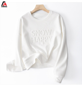 เสื้อฮู้ดดี้ผ้าฝ้าย 100% แบบนูน 3 มิติ สำหรับผู้หญิง คอกลม แบบสวมหัว เสื้อสเวตเชิ้ตผ้าฝ้าย 3 มิติ แบบนูน ผลิตตามสั่ง ขายส่ง - Product Image 2