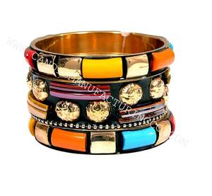 Wholesale Handmade Fashion <b>Bangles</b> Glass with Metal <b>Bangle</b> <b>Set</b> Direct Factory Sale Jewelry & Accessories - Product Image 6