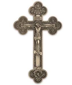 Colgante de pared de altar de Cruz de latón con acabado de níquel antiguo con crucifijo de latón para suministros de Iglesia artículo de decoración religiosa - Product Image 2