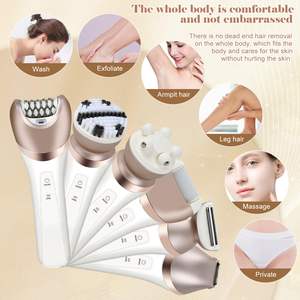 Depiladora Eléctrica 6 en 1 IPX7 para Mujer, Recortadora de Vello, Depilación para Bikini y Vello Púbico, Afeitadora Rotatoria USB Recargable - Product Image 1